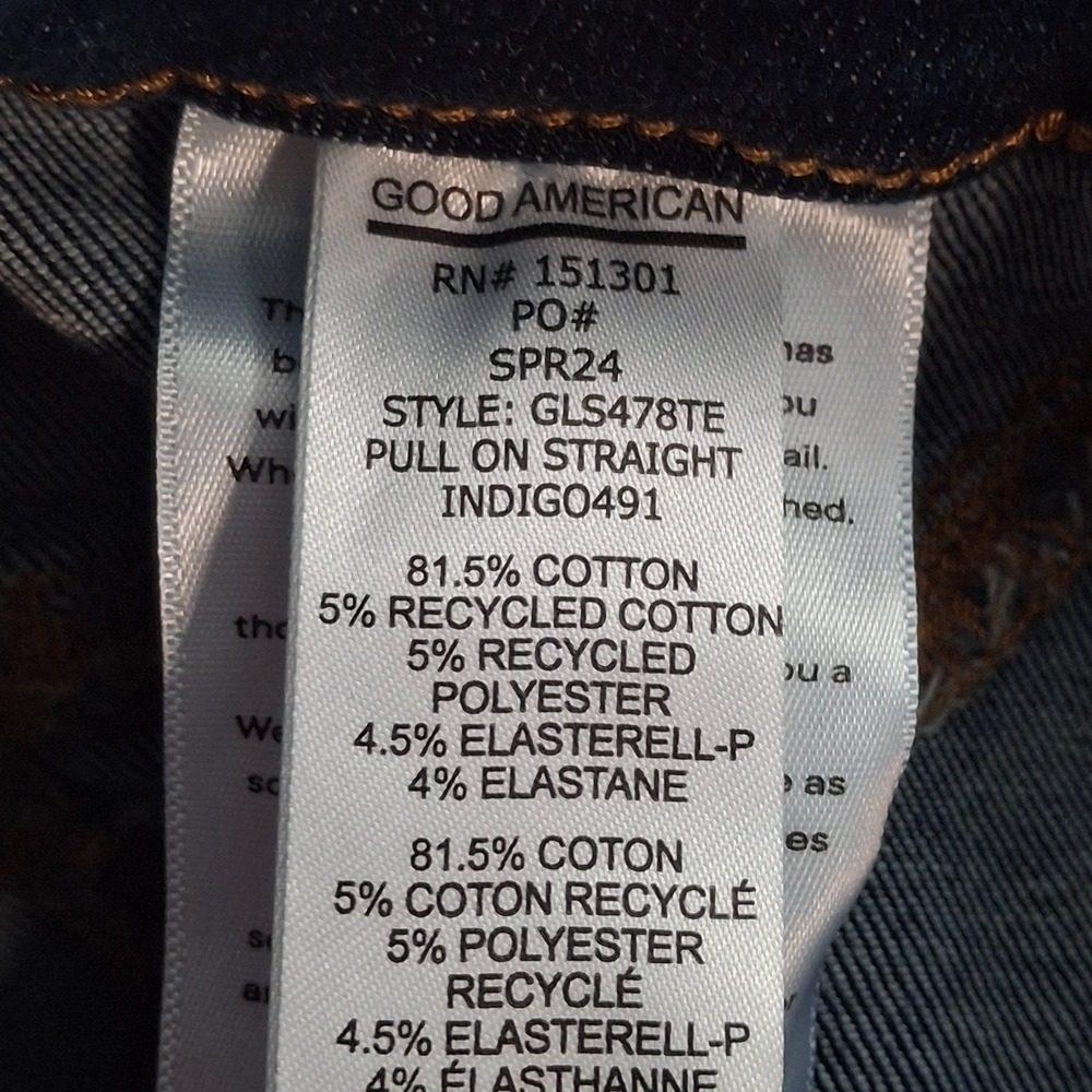 NWT Good American Pull On Jeans Women's Small Blue Stretch Good Legs Straight - Picture 6 of 12